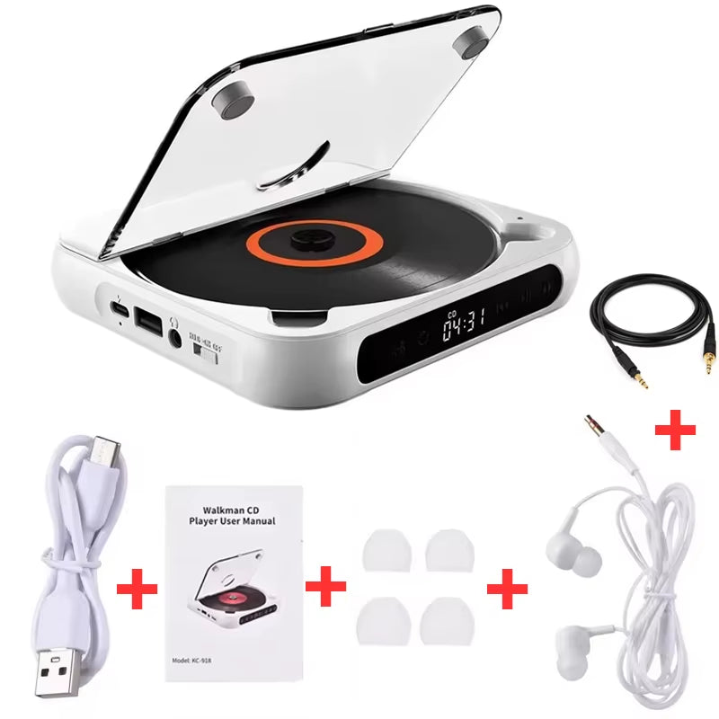 Bluetooth-Compatible CD Player LCD Screen Car CD Player A-B Repeat 1200 Mah Battery Friend Family Student Portable Dvd Player