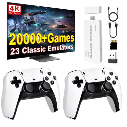 20000+ Games Wireless Retro Game Stick, Vintage Game Stick HD Output System, 2.4G Wireless Controllers, 64G TF Card for All Ages - Console