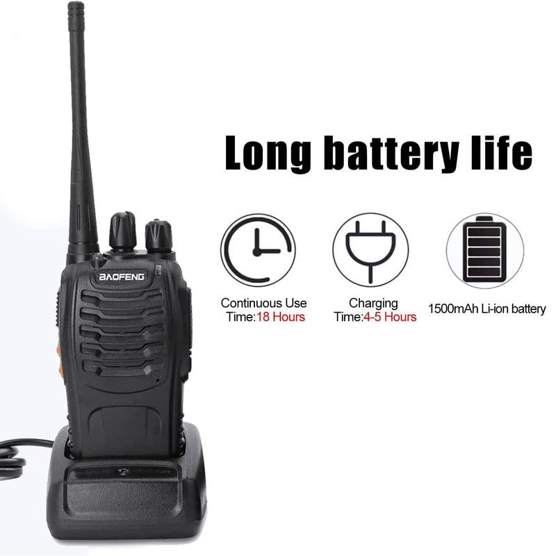 Baofeng 888S Walkie Talkie, Rechargeable Walkie Talkies Long Range with Earpieces, Professional Radio Handheld Two Way Radio with Li-Ion Battery & Charger Included